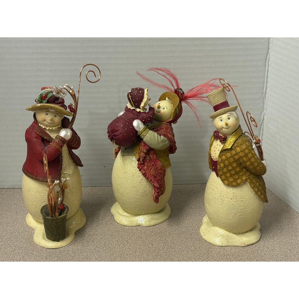 VTG 2003 Demdaco Winter Promenade Snowman Family Figurines 6" thinking of you